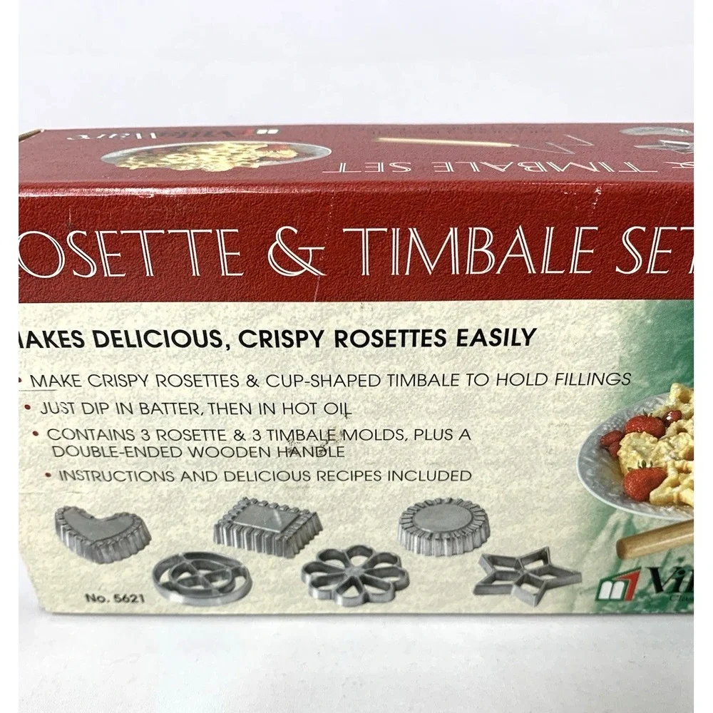 VillaWare Rosette & Timbale Set -9 Molds, 2 Tools- Orig Box - EXCELLENT